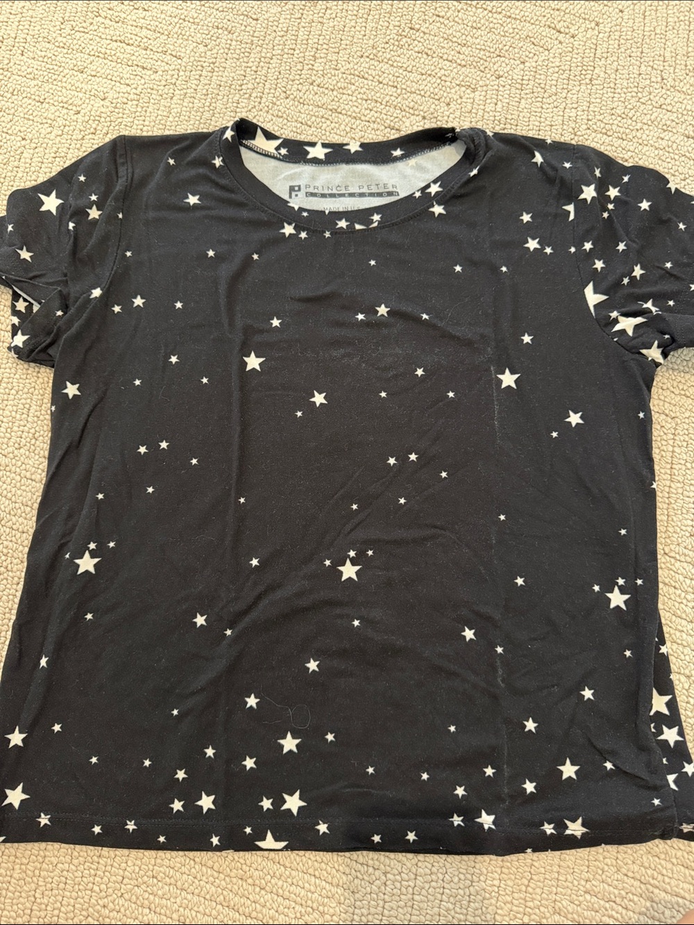 Prince Peter Collection Black Tee with White Star Print